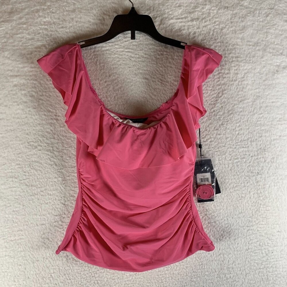 Tommy Hilfiger Tankini Women's XS Pink Ruched Off-the-Shoulder Detachable Straps